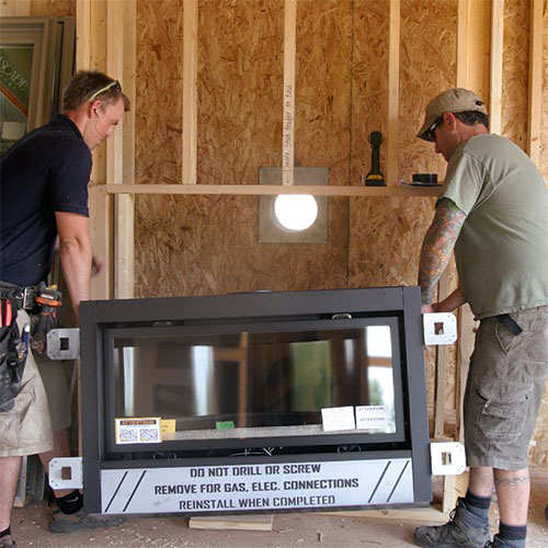 Original Photo-Technicians Installing Fireplace-Fireplaces by Weiss Johnson Technicians Installing Fireplace