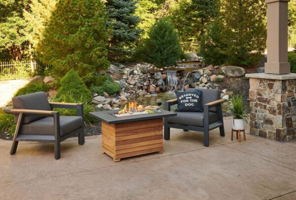 The Outdoor GreatRoom - Darien Rectangular Gas Fire Pit Table with Aluminum Top - The Outdoor Greatroom Company Gas Fire Table