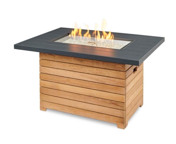 The Outdoor GreatRoom - Darien Rectangular Gas Fire Pit Table with Aluminum Top - The Outdoor Greatroom Company Gas Fire Table