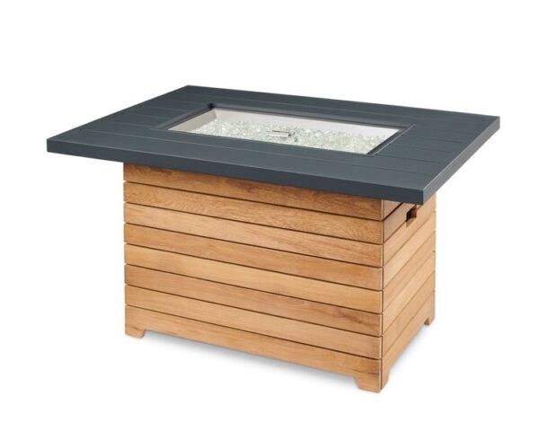 The Outdoor GreatRoom - Darien Rectangular Gas Fire Pit Table with Aluminum Top - The Outdoor Greatroom Company Gas Fire Table