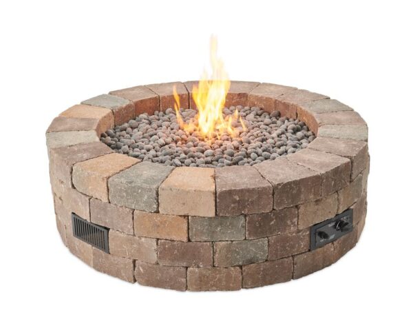 The Outdoor GreatRoom - Bronson Block Round Gas Fire Pit Kit - The Outdoor Greatroom Company Gas Fire Table