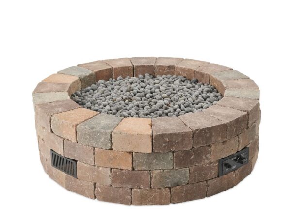 The Outdoor GreatRoom - Bronson Block Round Gas Fire Pit Kit - The Outdoor Greatroom Company Gas Fire Table