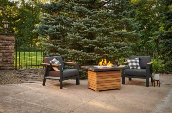 The Outdoor GreatRoom - Darien Rectangular Gas Fire Pit Table with Everblend Top - The Outdoor Greatroom Company Gas Fire Table