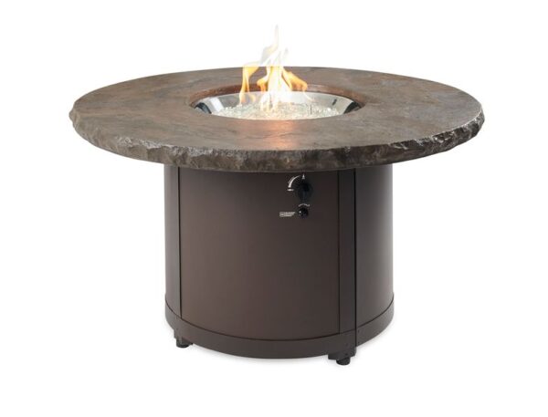 The Outdoor GreatRoom - Marbleized Noche Beacon Round Gas Fire Pit Table - The Outdoor Greatroom Company Gas Fire Table