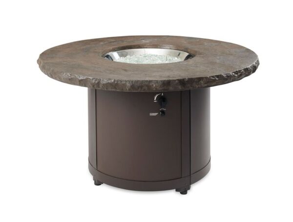 The Outdoor GreatRoom - Marbleized Noche Beacon Round Gas Fire Pit Table - The Outdoor Greatroom Company Gas Fire Table