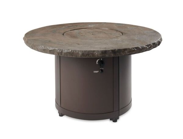 The Outdoor GreatRoom - Marbleized Noche Beacon Round Gas Fire Pit Table - The Outdoor Greatroom Company Gas Fire Table