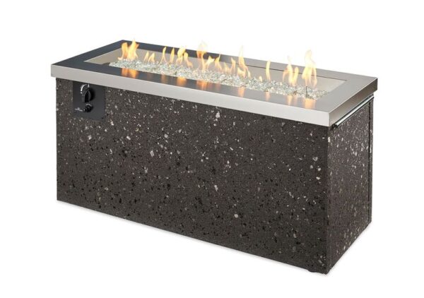 The Outdoor GreatRoom - Stainless Steel Key Largo Linear Gas Fire Pit Table - The Outdoor Greatroom Company Gas Fire Table