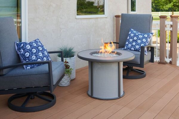 The Outdoor GreatRoom - Grey Stonefire Round Gas Fire Pit Table - The Outdoor Greatroom Company Gas Fire Table