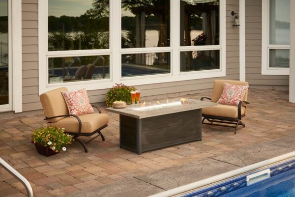 The Outdoor GreatRoom - Cedar Ridge Linear Gas Fire Pit Table - The Outdoor Greatroom Company Gas Fire Table